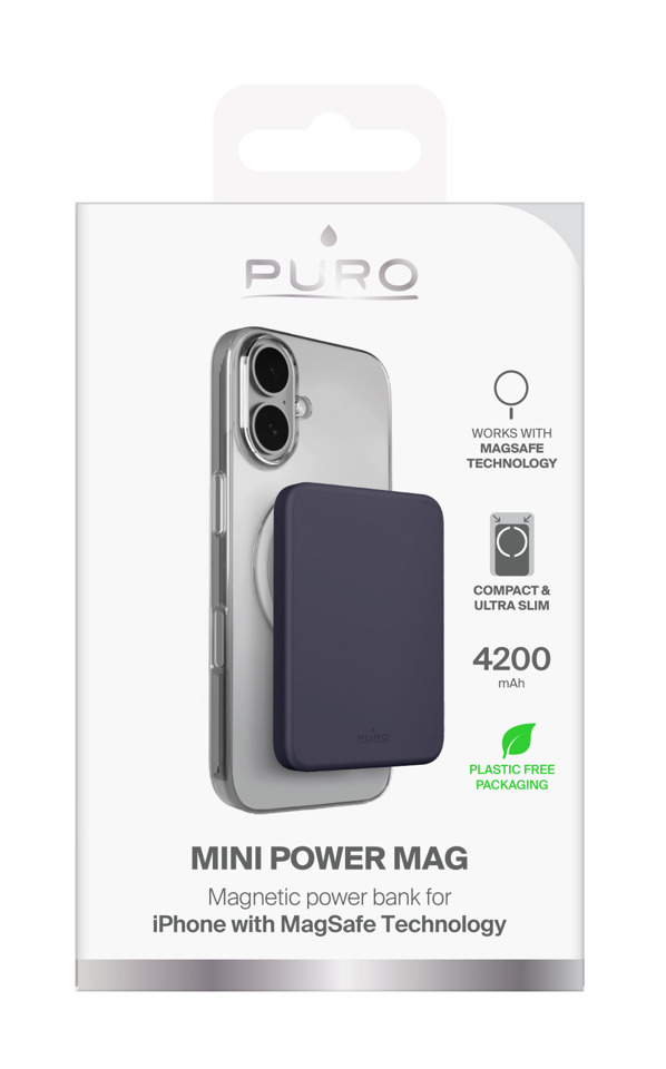 PURO Mini Power Mag Polimeri di litio (LiPo) 4200 mAh Carica wireless Blu scuro