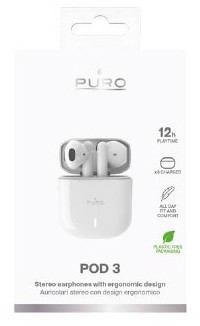 PURO Pod 3 Auricolare Wireless In-ear Musica e Chiamate USB tipo-C Bluetooth Bianco