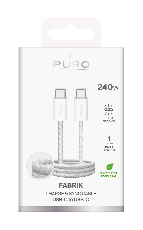 PURO PUCCC240WFABK4WHI cavo USB 1 m USB C 10 Gbit/s 240 W Bianco
