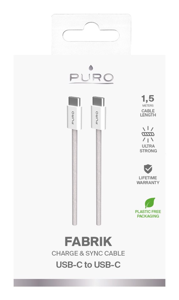 PURO PUCCCFABK415MTBEG cavo USB USB 2.0 1,5 m USB C Beige, Bianco