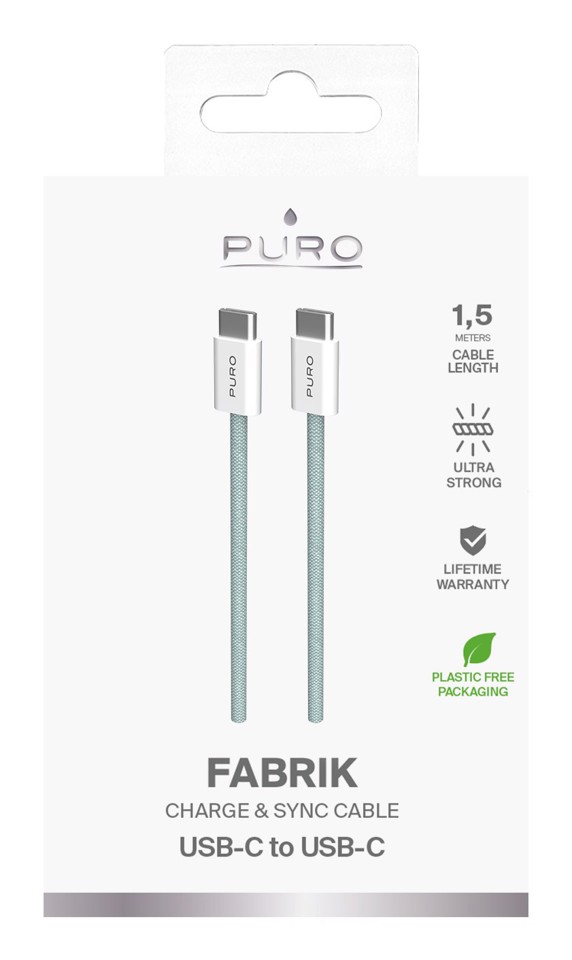 PURO PUCCCFABK415MTNGRN cavo USB USB 2.0 1,5 m USB C Verde, Bianco