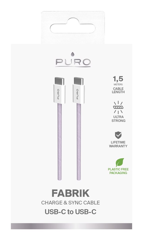 PURO PUCCCFABK415MTPINK cavo USB USB 2.0 1,5 m USB C Viola, Bianco