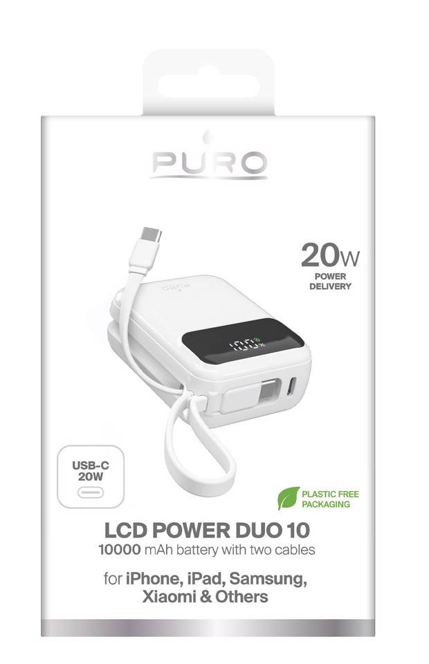 PURO PUFCBB10C2CHDWHI batteria portatile Polimeri di litio (LiPo) 10000 mAh Bianco