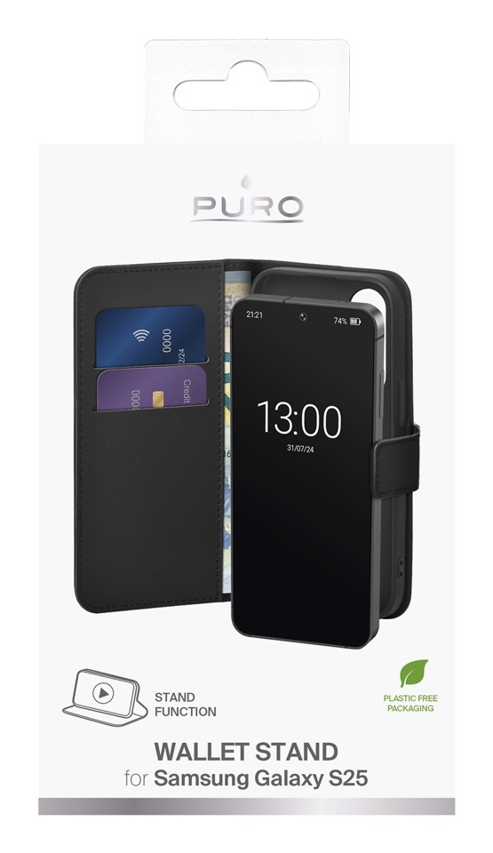 PURO PUSGS25BOOKC8BLK custodia per cellulare 15,8 cm (6.2") Custodia a borsellino Nero