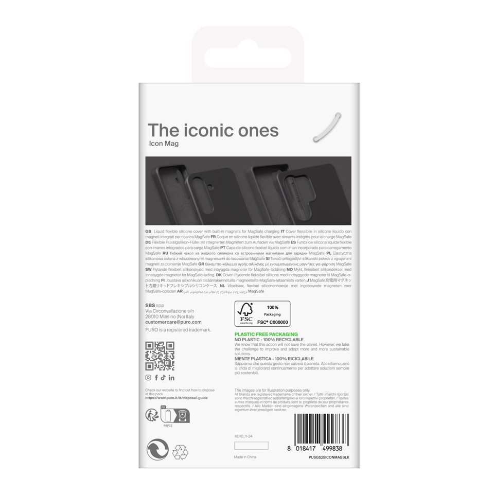 PURO PUSGS25ICONMAGBLK custodia per cellulare 15,8 cm (6.2") Cover Nero
