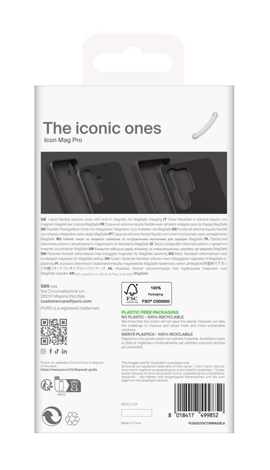 PURO PUSGS25UICONMAGBLK custodia per cellulare 17,5 cm (6.9") Cover Nero