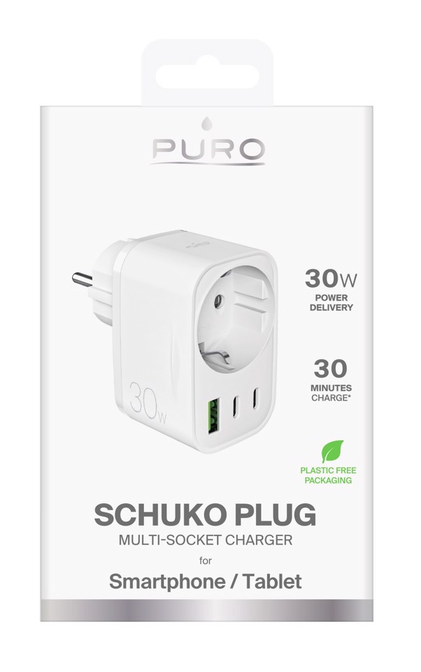 PURO PUTCSPUSBA2C30WWHI Caricabatterie per dispositivi mobili Universale Bianco AC Ricarica rapida Interno