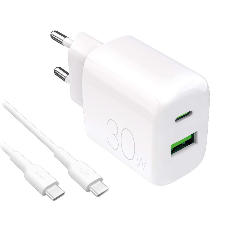 PURO PUTCUSBAC30WDYKCCWHI Caricabatterie pro lite USB-A, USB-C Bianco
