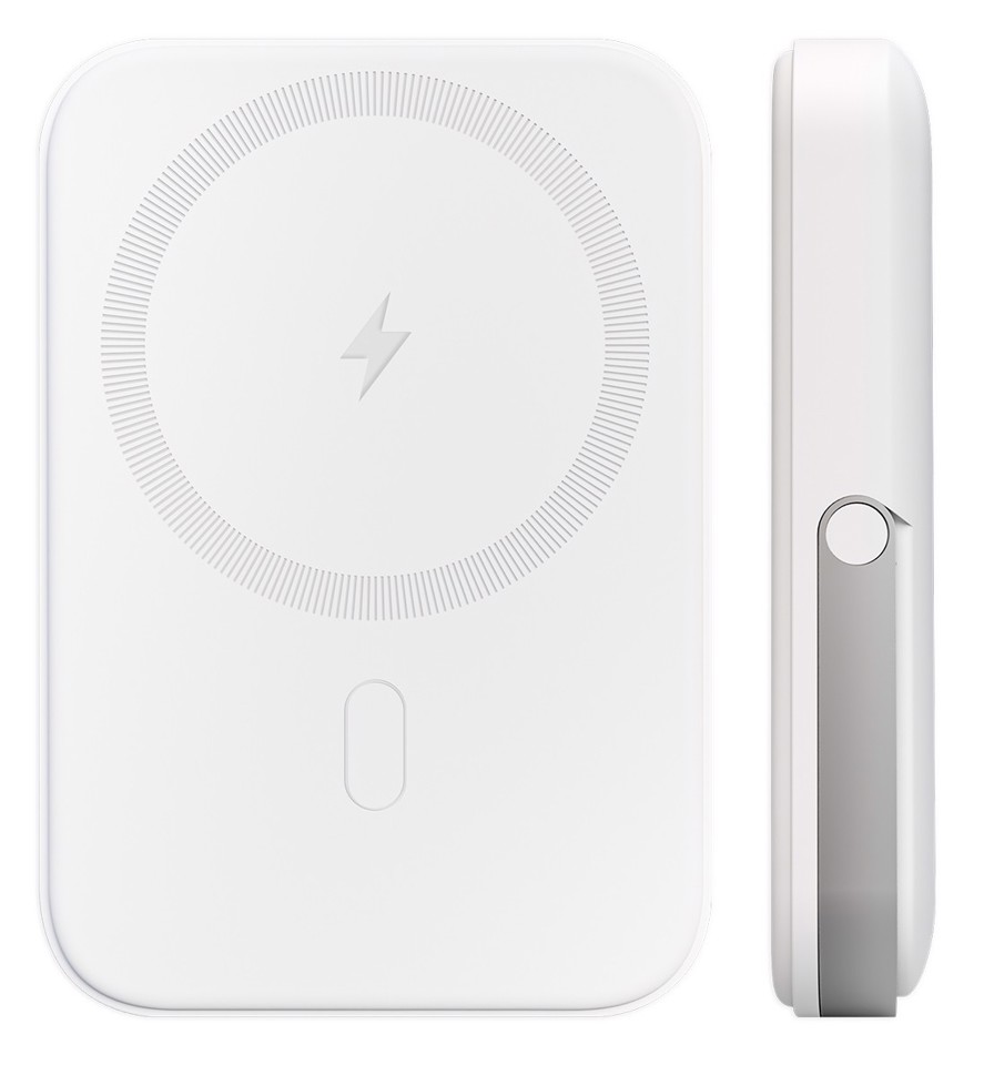 PURO Stand Power Mag Polimeri di litio (LiPo) 5000 mAh Carica wireless Argento, Bianco