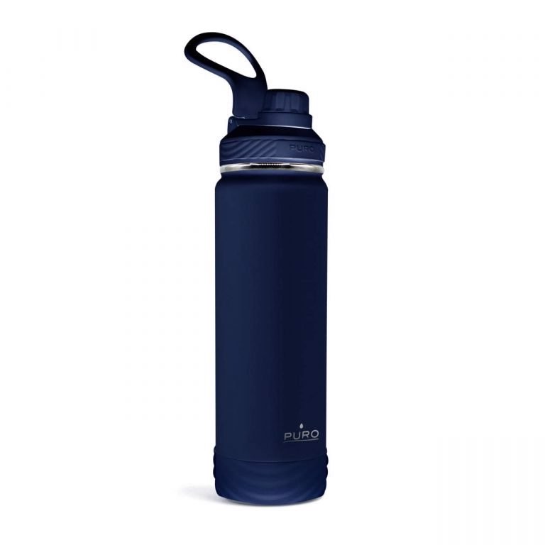 PURO WB750OUTDOORDW1DKBL borraccia Uso quotidiano, Trekking, Sport 750 ml Silicone, Acciaio inossidabile Blu