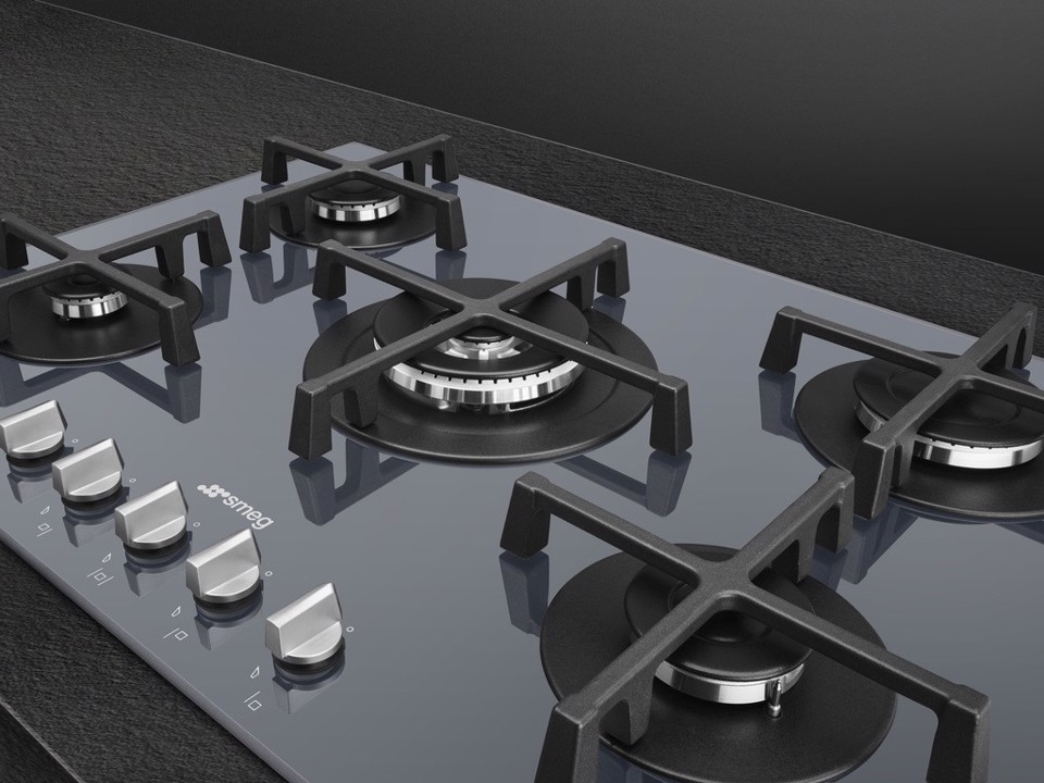 Smeg PIANO GAS 5F 75CM SILVER VETRO Argento Da incasso 72 cm 5 Fornello(i)