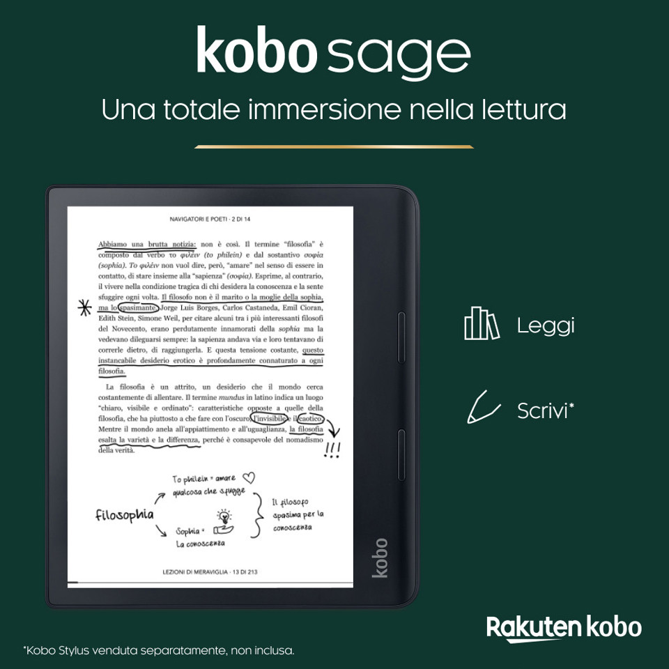 Rakuten Kobo Sage lettore e-book Touch screen 32 GB Wi-Fi
