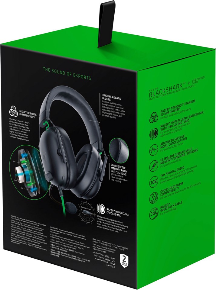 Razer Blackshark V2 X Auricolare Cablato A Padiglione Gaming Nero, Verde