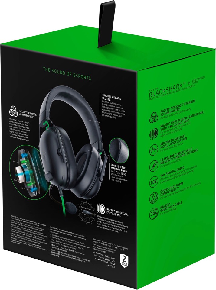 Razer Blackshark V2 X Auricolare Cablato A Padiglione Giocare Nero, Verde