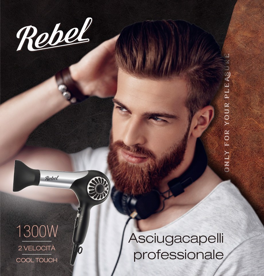 Rebel XDRWBS300 asciuga capelli 1300 W Nero, Argento
