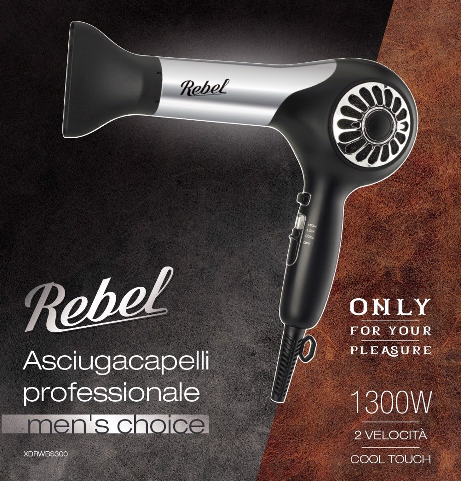 Rebel XDRWBS300 asciuga capelli 1300 W Nero, Argento