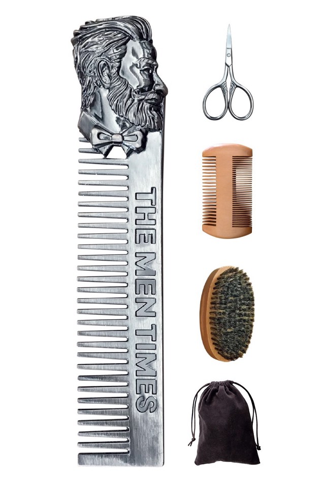 Rebel XDWGBS111 pettine e spazzola per barba Set spazzola e pettine da barba