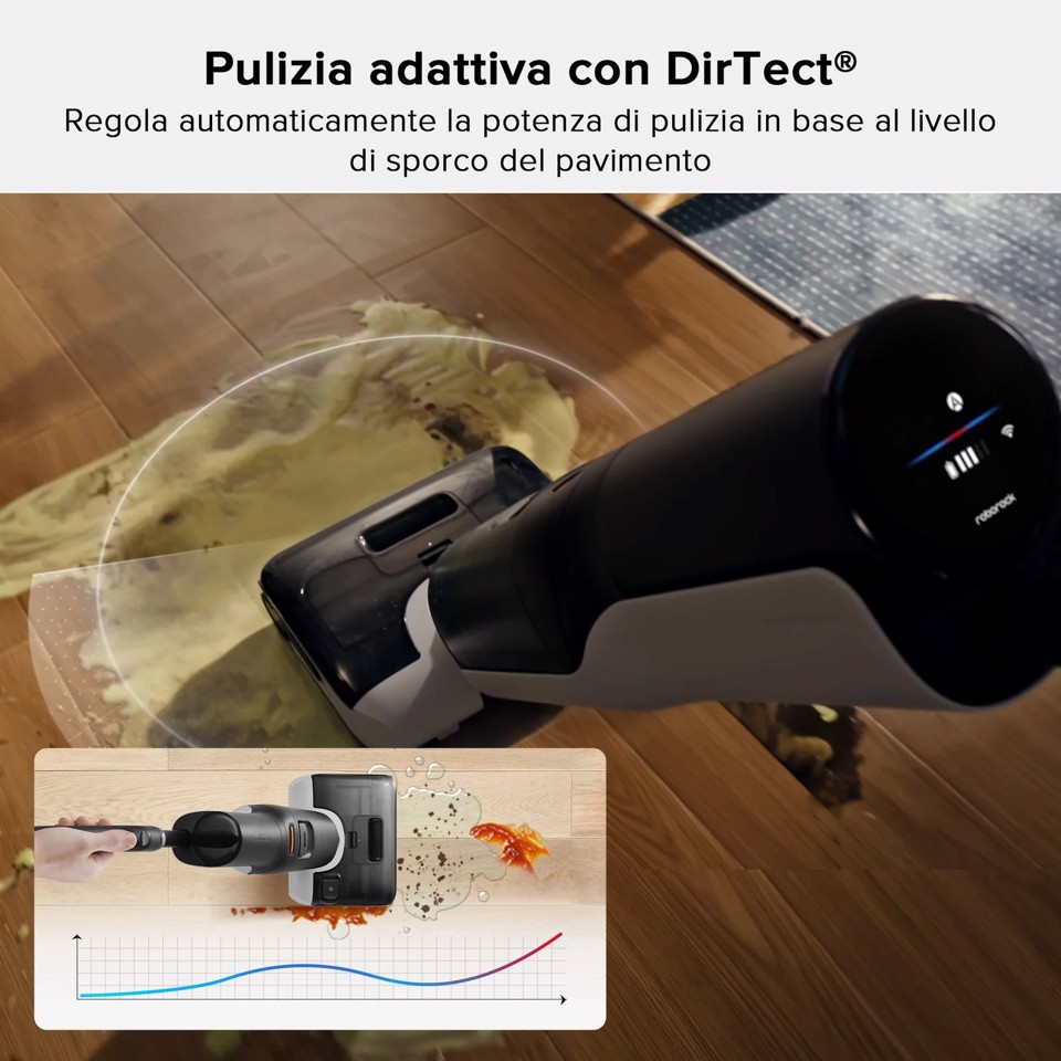 Roborock F25 Lavapavimenti per Umido e Secco, 20.000 Pa, Autopulizia con asciugatura a 90°C, Zero Grovigli, 180° UltraPiatto, Pulizia Bidirezionale, per Parquet e Piastrelle