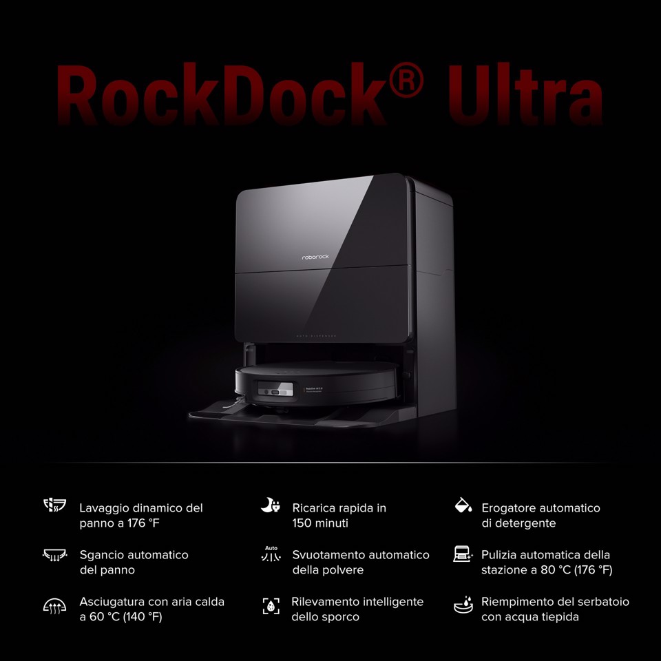 Roborock Saros 10 Robot Aspirapolvere e Lavapavimenti con VibraRise 4.0, Aspirazione 22.000 Pa, LiDAR Retrattile, Dock RockDock Ultra 2.0, Reactive AI 3.0, Sollevamento Mop Automatico, Controllo App e Vocale
