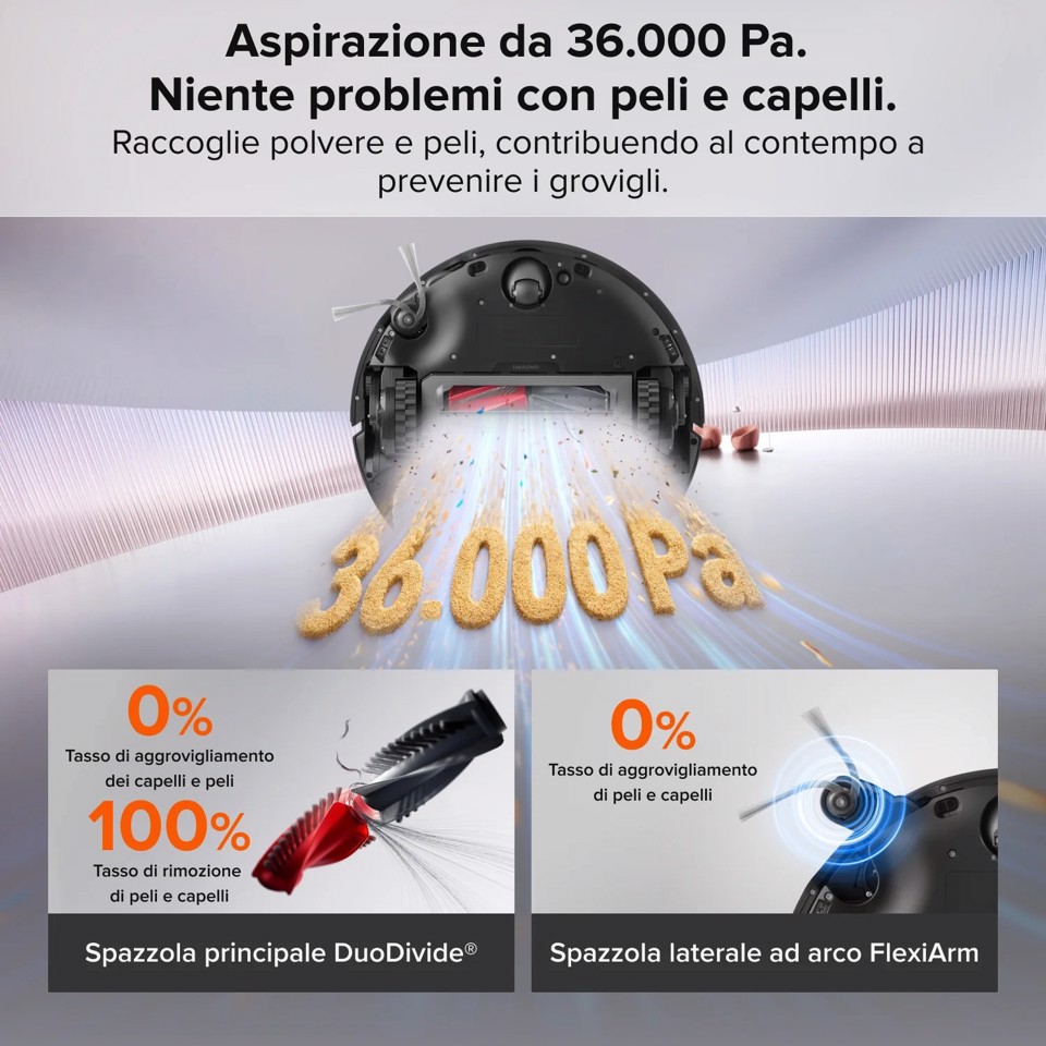 Roborock Saros 20 Neo Robot Aspirapolvere Lavapavimenti, Aspirazione 36.000 Pa, Stazione Multifunzione 10-in-1 con Lavaggio Panni a 100°C, Ultra-Sottile 7,95 cm, Telaio AdaptiLift 3.0, Sistema Anti-Groviglio 0%, Copertura Bordi FlexiArm™, SmartPlan 3.0