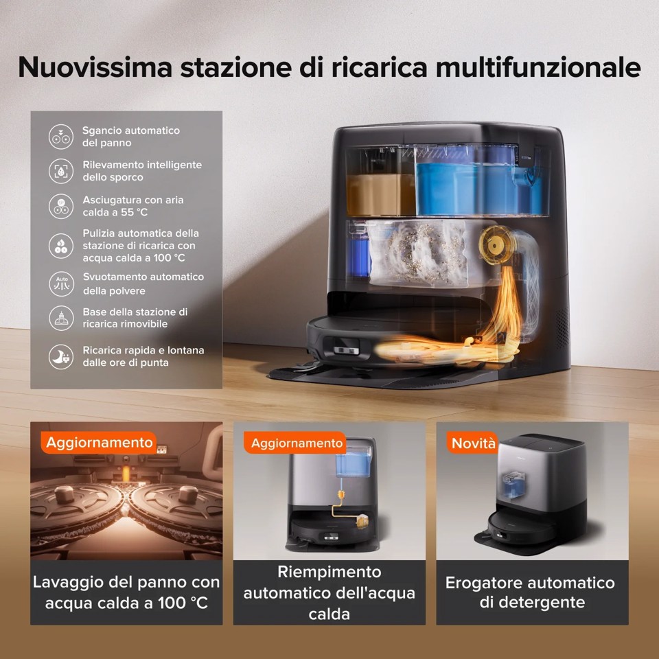 Roborock Saros 20 Neo Robot Aspirapolvere Lavapavimenti, Aspirazione 36.000 Pa, Stazione Multifunzione 10-in-1 con Lavaggio Panni a 100°C, Ultra-Sottile 7,95 cm, Telaio AdaptiLift 3.0, Sistema Anti-Groviglio 0%, Copertura Bordi FlexiArm™, SmartPlan 3.0