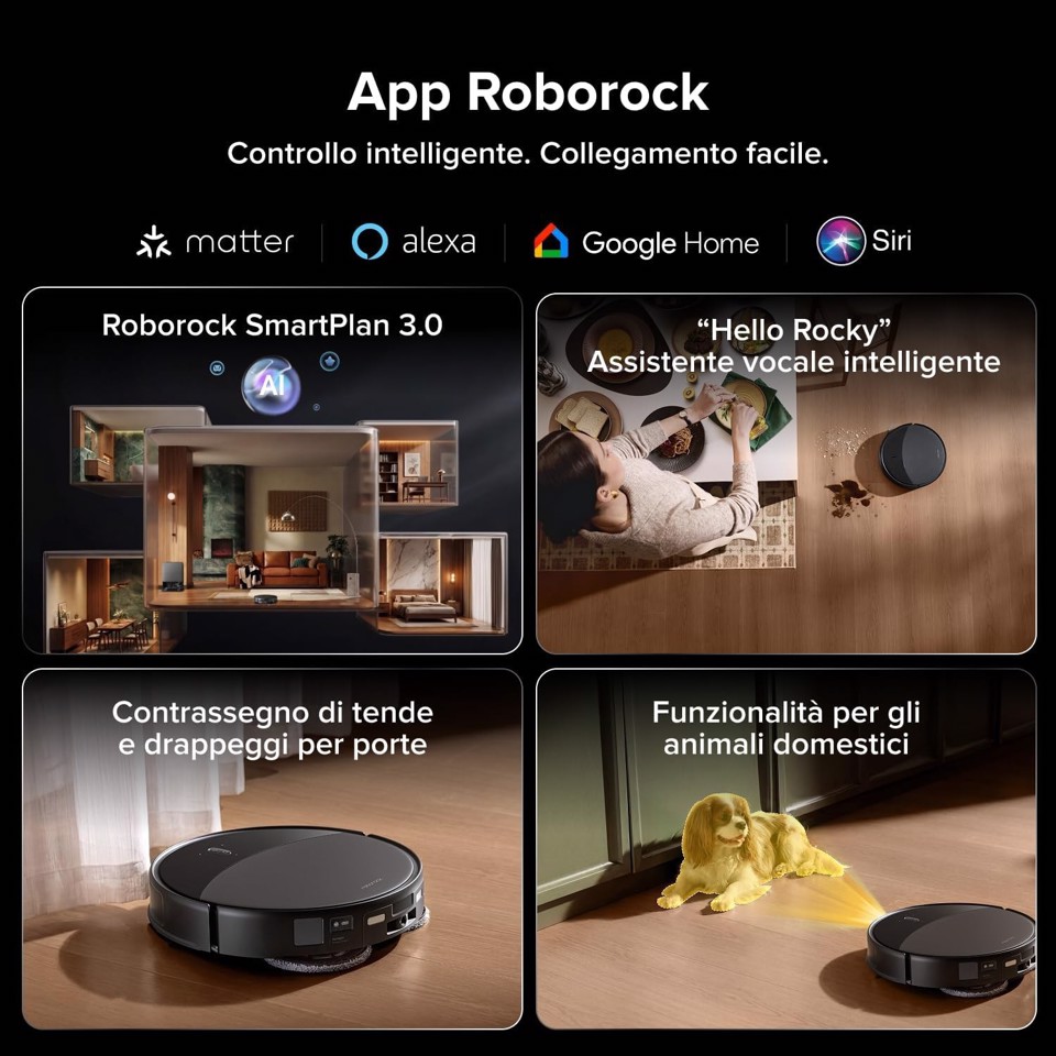 Roborock Saros 20X Robot Aspirapolvere e Lavapavimenti, Aspirazione 36.000 Pa, Supera Ostacoli da 8,8cm, Anti-Groviglio, Evita Oltre 300 Oggetti, Lavaggio Mocio con Acqua a 100°C, Nuovissima RockDock, Videochiamata, Hello Rocky