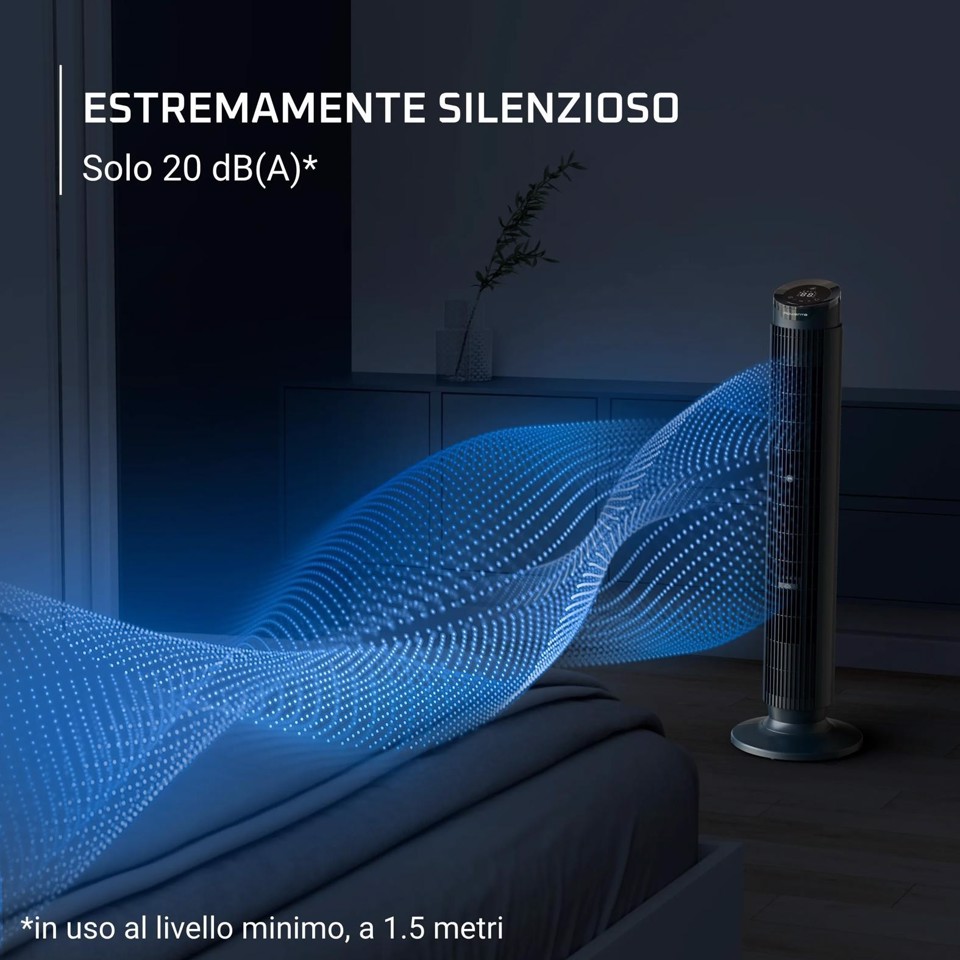 Rowenta Eole Silence Force , Ventilatore a Torre, Raffrescamento Intenso, Silenzioso, VU7050