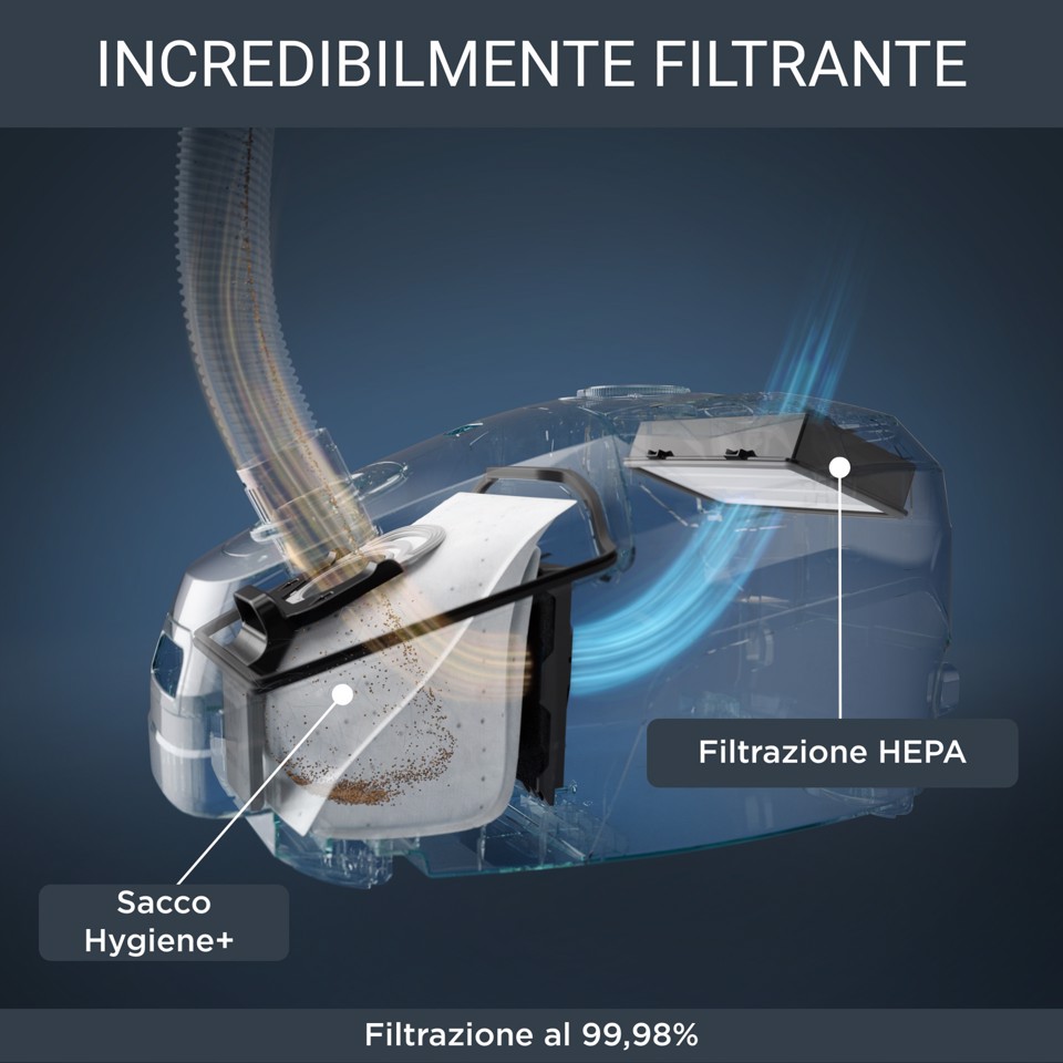 Rowenta Green Force Max G-Force Classic potenza massima 900 W, filtro HEPA, raggio d'azione di 12 m, sacchetto igienico da 4,5 L con sistema di sostituzione rapida, RO4931