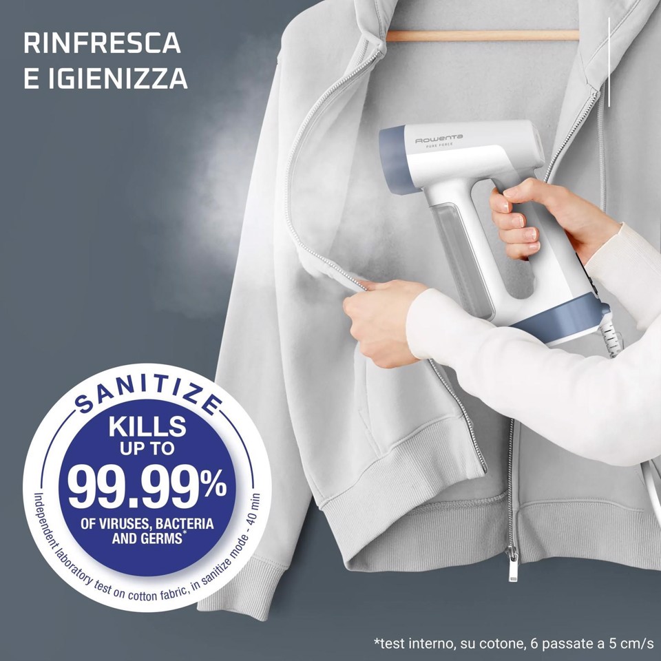 Rowenta Pure Force , 2-in-1 Stiratore verticale a vapore, Uso Verticale/Orizzontale, DR8722
