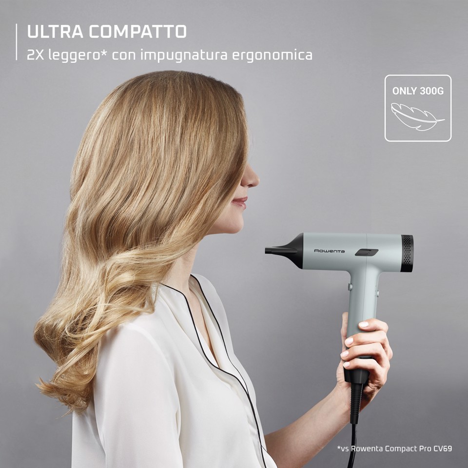 Rowenta Tiny , Asciugacapelli Compatto, Motore Ad Alta Velocità, Design Ultra-compatto, HY7120