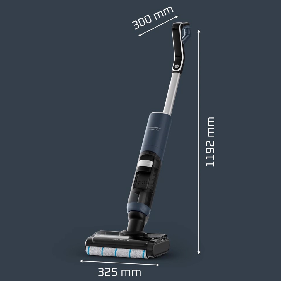 Rowenta X-Clean 5 Pro GZ5436E0 scopa elettrica Aspirapolvere a bastone 2 in 1 Batteria Secco e bagnato Senza sacchetto 0,5 L Blu, Nero