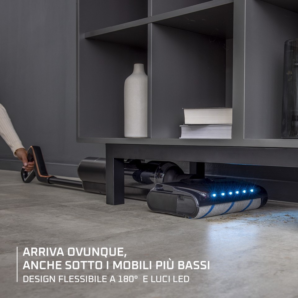 Rowenta X-Clean 7 , Lavapavimenti Senza Fili, Autonomia 50', Tecnologia Smart, Assistente Vocale, Autopulizia e Asciugatura, Luci Led, Pulizia Bordi, GZ5736