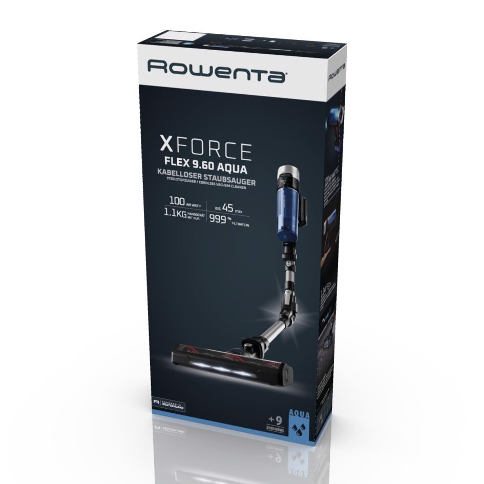 Rowenta X-Force Flex 9.60 RH20C0 aspirapolvere senza filo Argento, Blu Senza sacchetto
