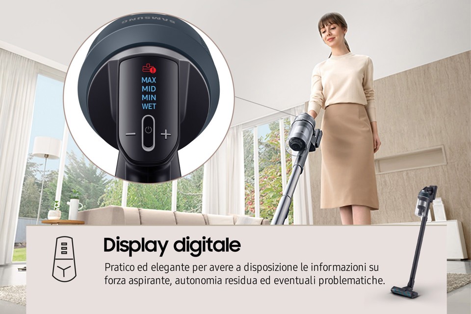 Samsung Aspirapolvere e Lavapavimenti senza filo Jet™ 85 premium 210W con Spazzola lavapavimenti inclusa VS20C852FTB Wet & Dry