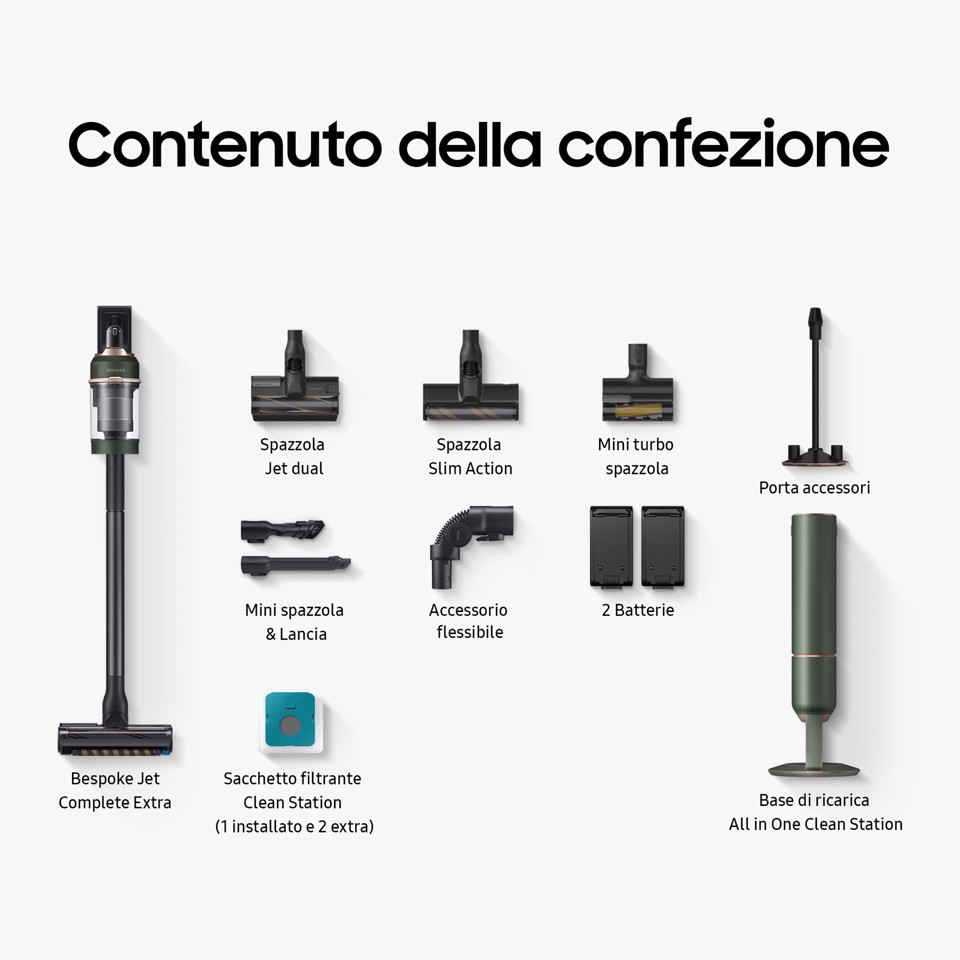 Samsung BESPOKE Jet complete extra, Scopa Ricaricabile Senza Sacchetto, 210 W VS20A95943N