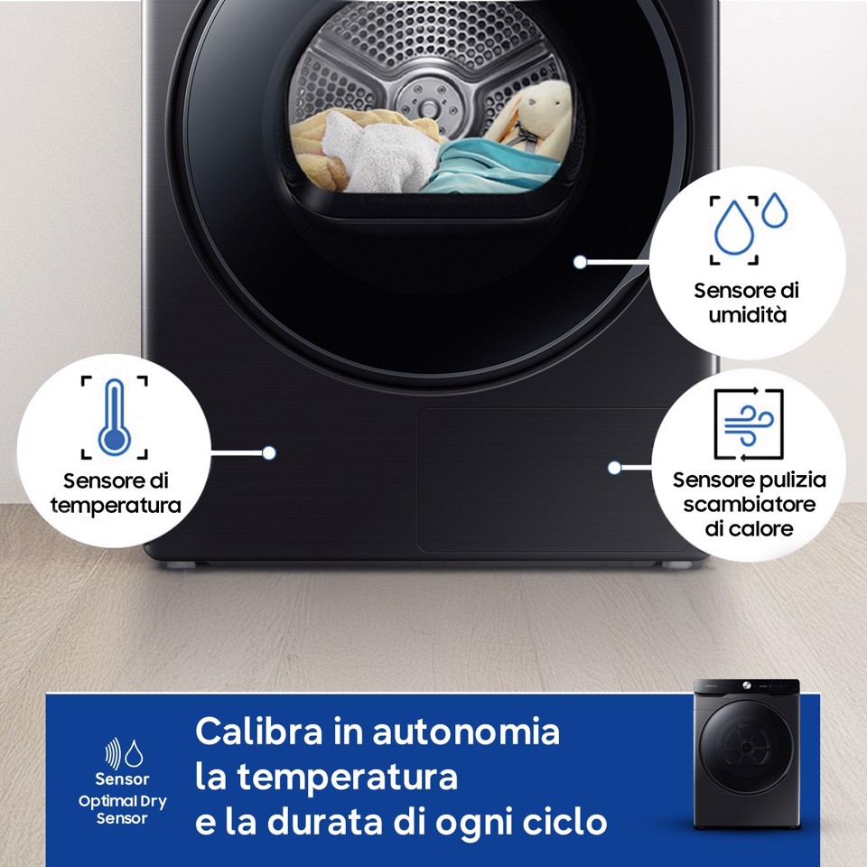 Samsung DV16DG8600BVU3 asciugatrice Libera installazione Caricamento frontale 16 kg Nero