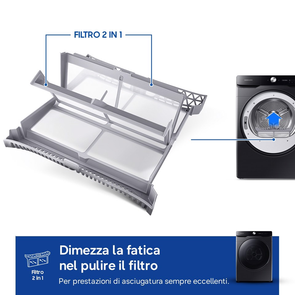 Samsung DV16DG8600BVU3 asciugatrice Libera installazione Caricamento frontale 16 kg Nero