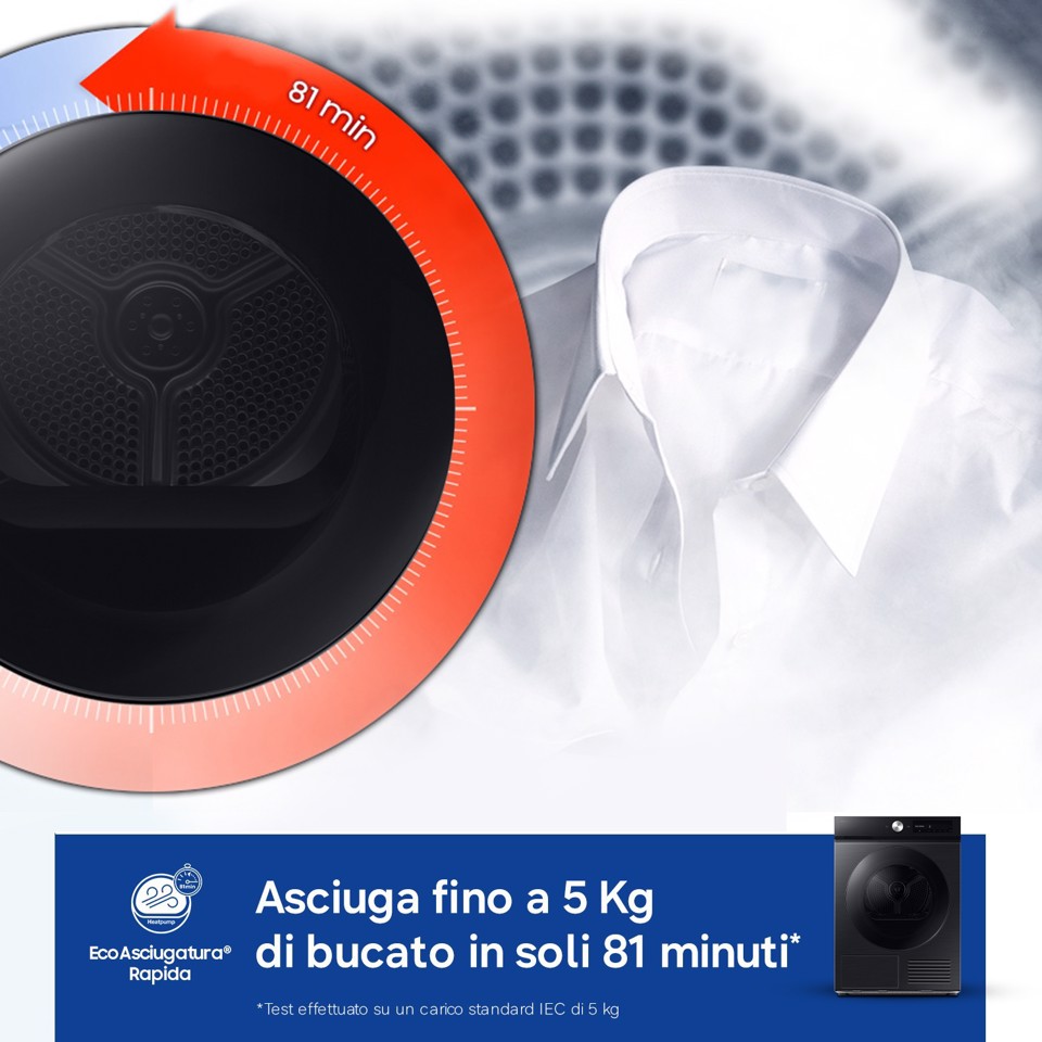 Samsung DV90DB7845GBU3 asciugatrice Libera installazione Caricamento frontale 9 kg Nero