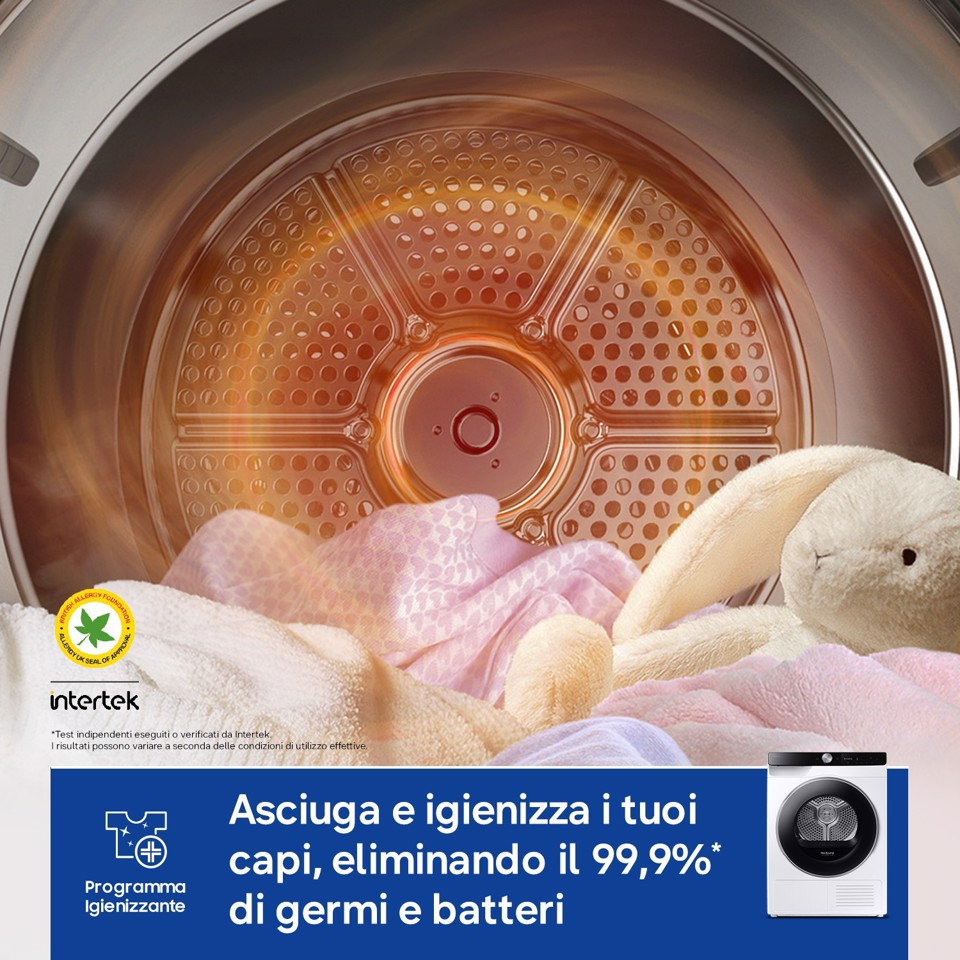 Samsung DV90DG6845LKU3 asciugatrice Libera installazione Caricamento frontale 9 kg Bianco