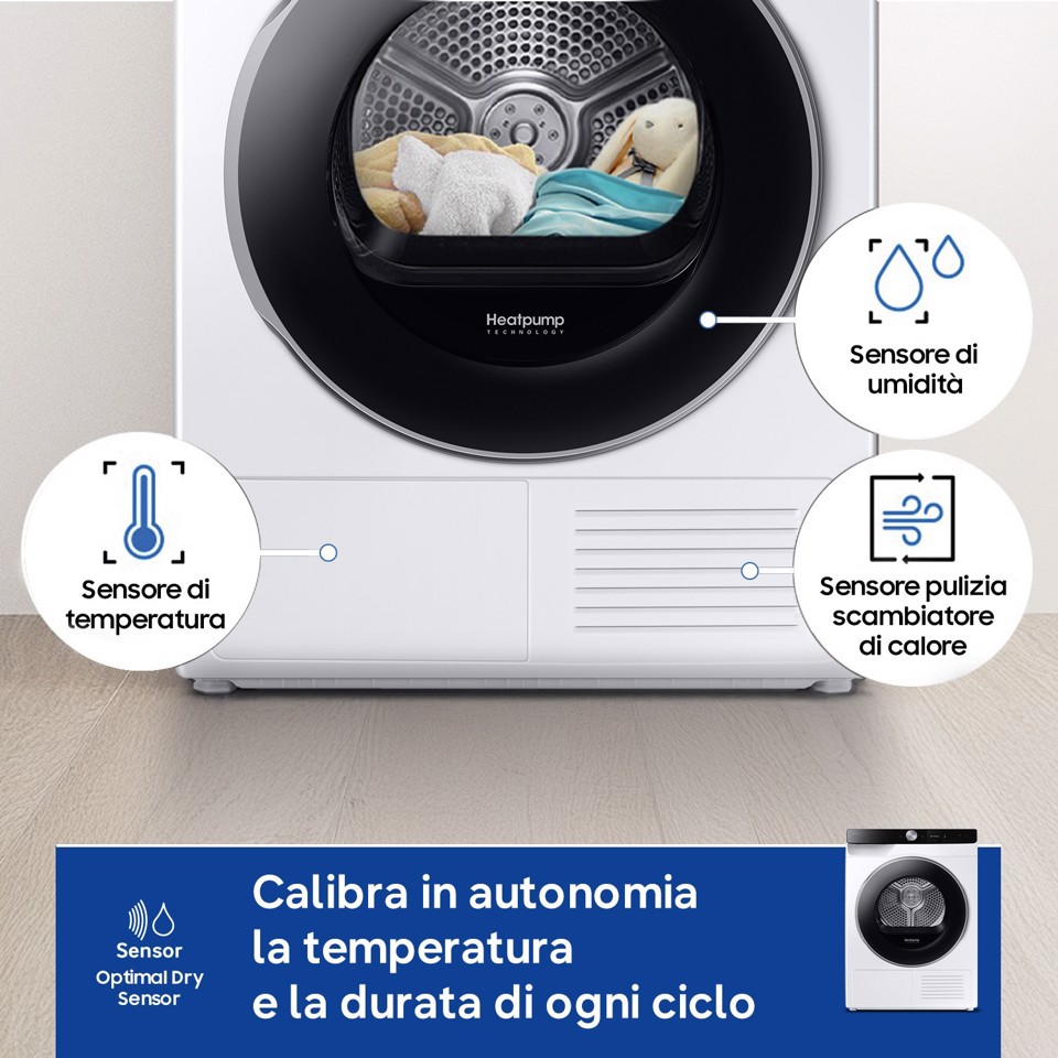 Samsung DV90DG6845LKU3 asciugatrice Libera installazione Caricamento frontale 9 kg Bianco