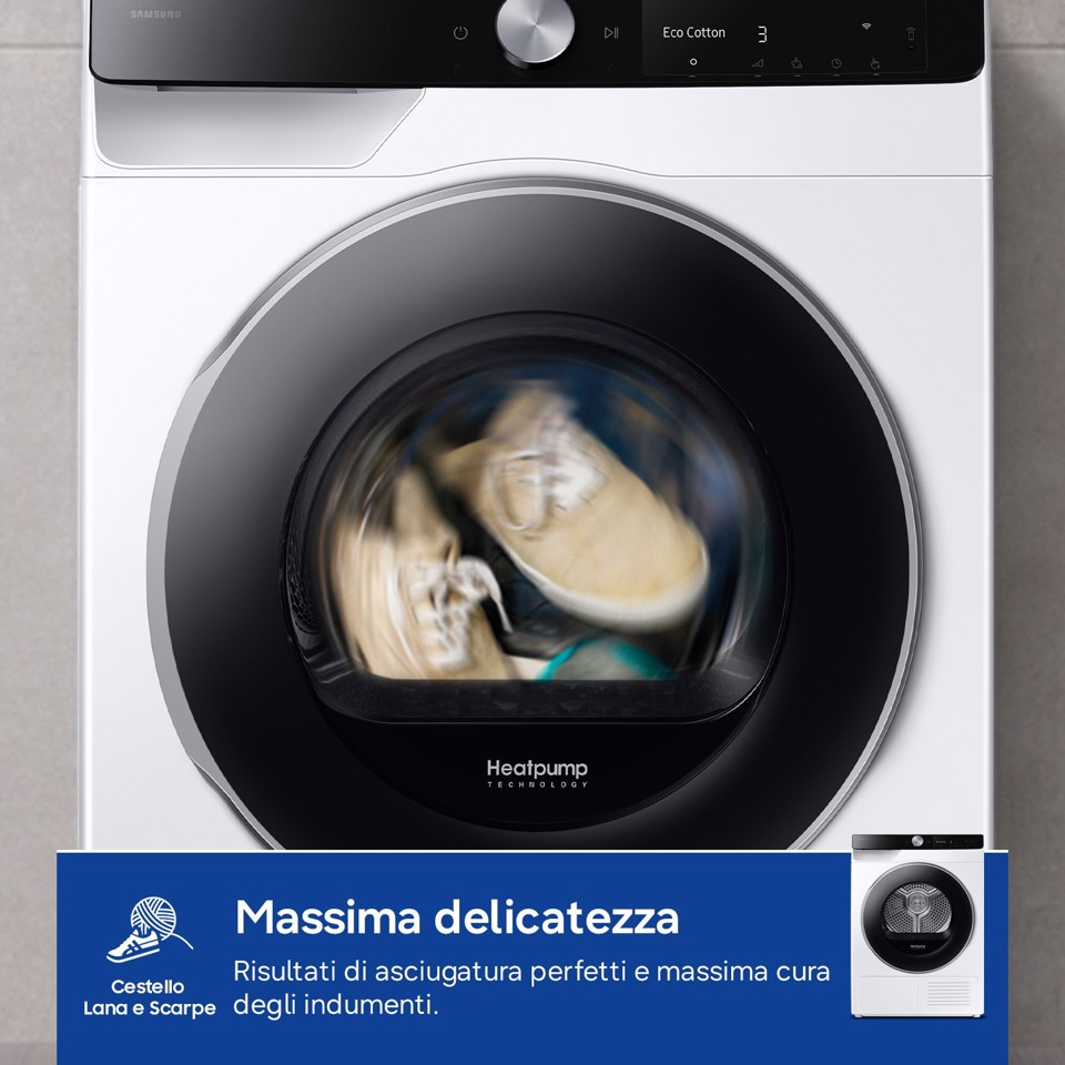 Samsung DV90DG6845LKU3 asciugatrice Libera installazione Caricamento frontale 9 kg Bianco