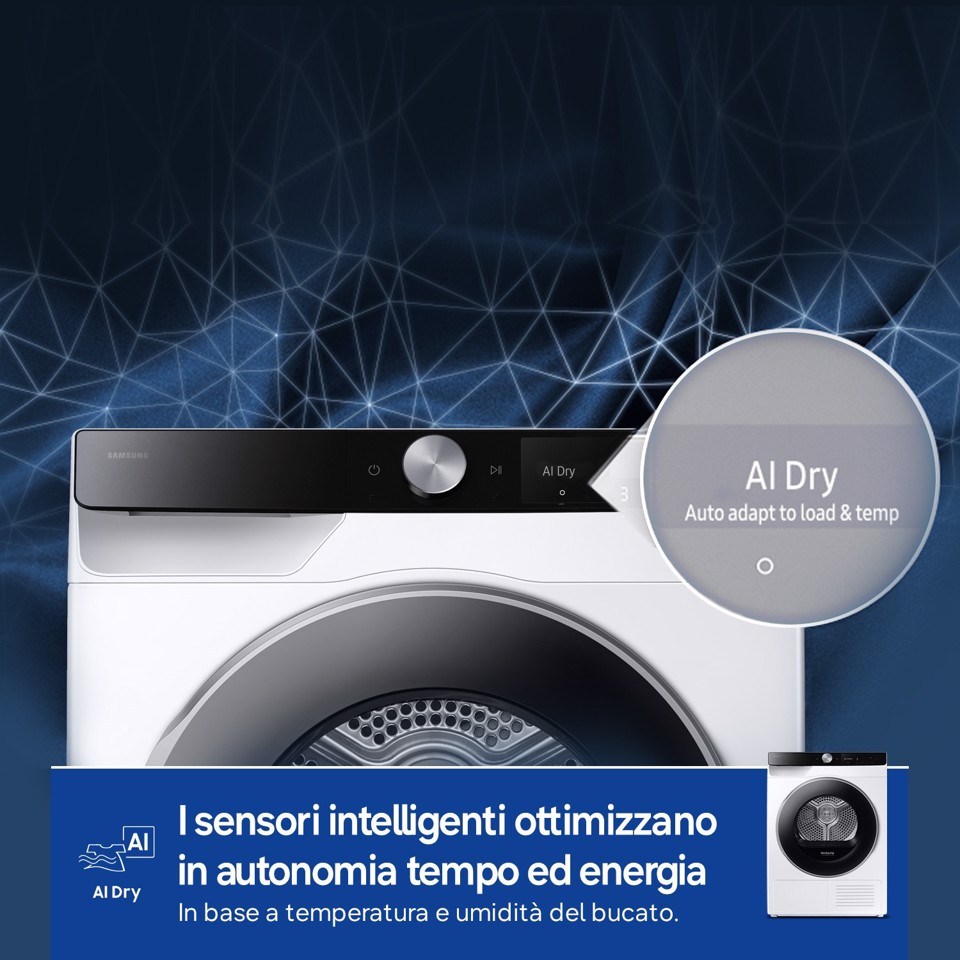 Samsung DV90DG6845LKU3 asciugatrice Libera installazione Caricamento frontale 9 kg Bianco