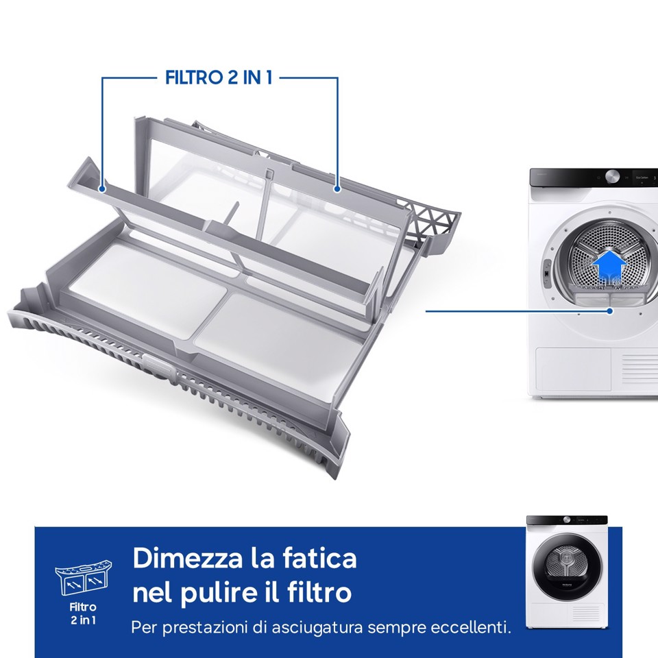 Samsung DV90DG6845LKU3 asciugatrice Libera installazione Caricamento frontale 9 kg Bianco