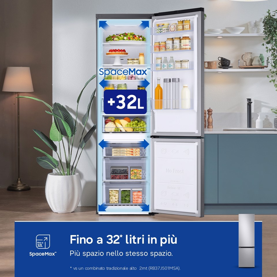 Samsung Frigorifero Combinato EcoFlex AI 2m 387L RB38C607AS9
