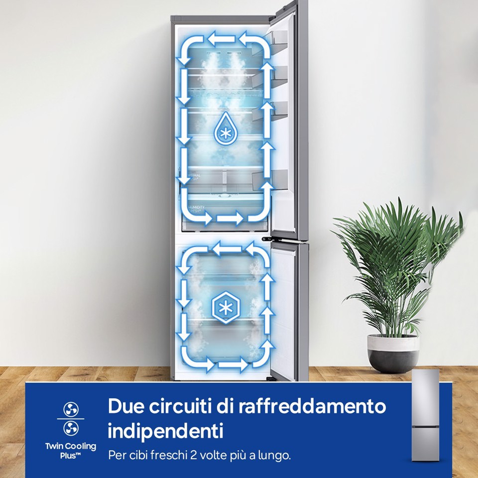 Samsung Frigorifero Combinato EcoFlex AI 2m 387L RB38C607AS9