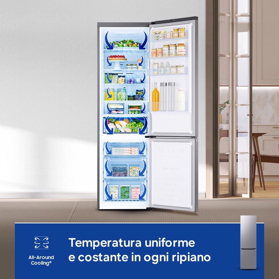 Samsung Frigorifero Combinato EcoFlex AI 2m 390L RB38C600CS9