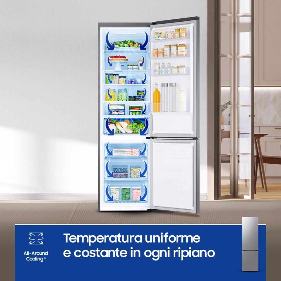 Samsung Frigorifero Combinato EcoFlex AI 2m 390L RB38C600CS9