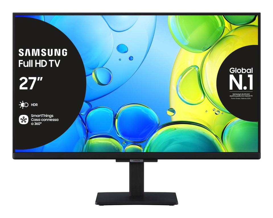 Samsung Full HD 27" UE27F6000FUXZT, Hyper Real Processor, HDR & Pur Color, Smart Experience, OTS Lite & Adaptive Sound, Slim Look Design, Smart TV, 2025