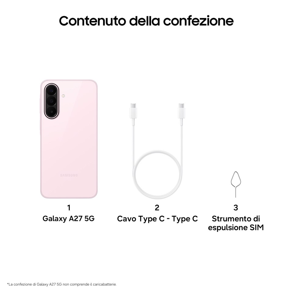 Samsung GALAXY A27 5G 17 cm (6.7") Doppia SIM Android 16.0 USB tipo-C 8 GB 256 GB 5000 mAh Rosa chiaro