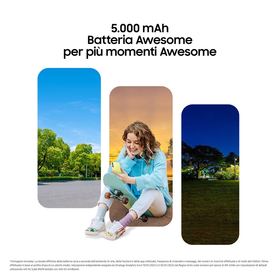 Samsung Galaxy A34 5G Display FHD+ Super AMOLED 6.6”, Android 13, 8GB RAM, 256GB, Doppia SIM, Batteria 5.000 mAh, Awesome Graphite